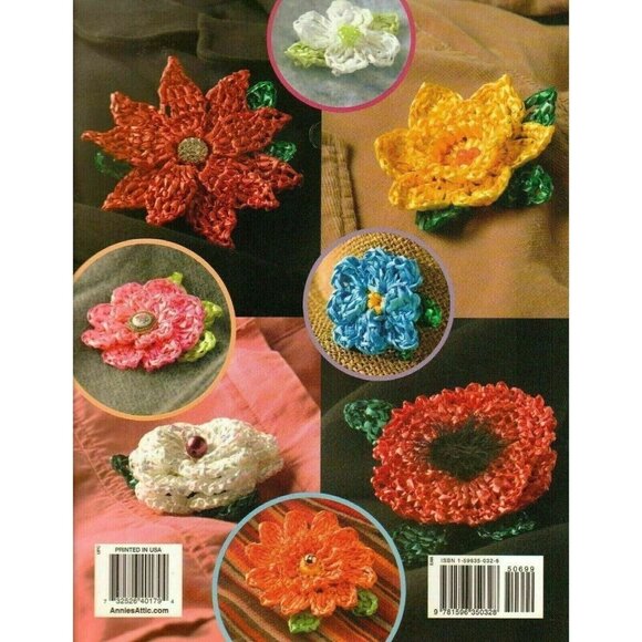 Crochet Annies Attic Fast & Fanciful Curling Ribbon Flowers 12 Patterns Book - Picture 3 of 4